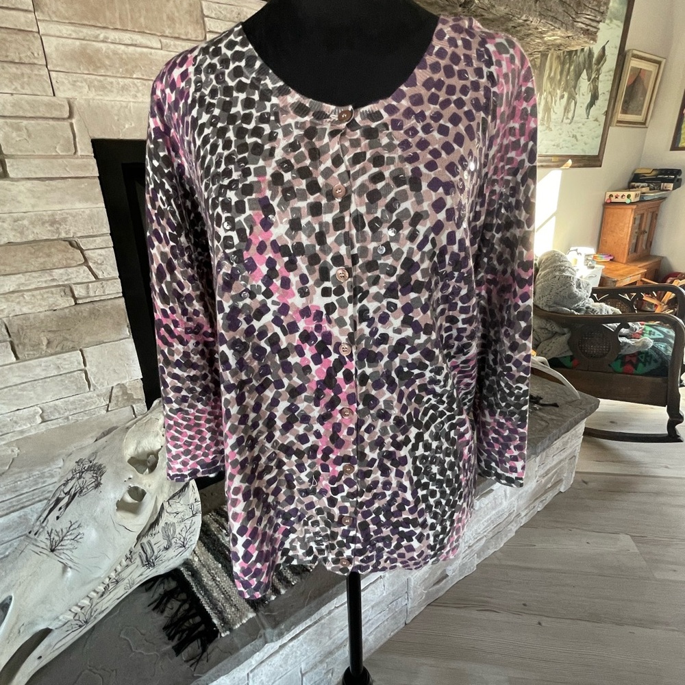Victor Silver Gray 3/4 Sleeve Boxy Cardigan